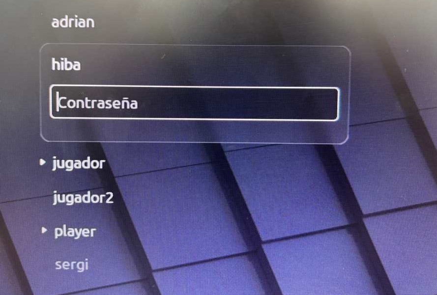 Pantalla d'entrada amb perfils d'usuari al terminal físic