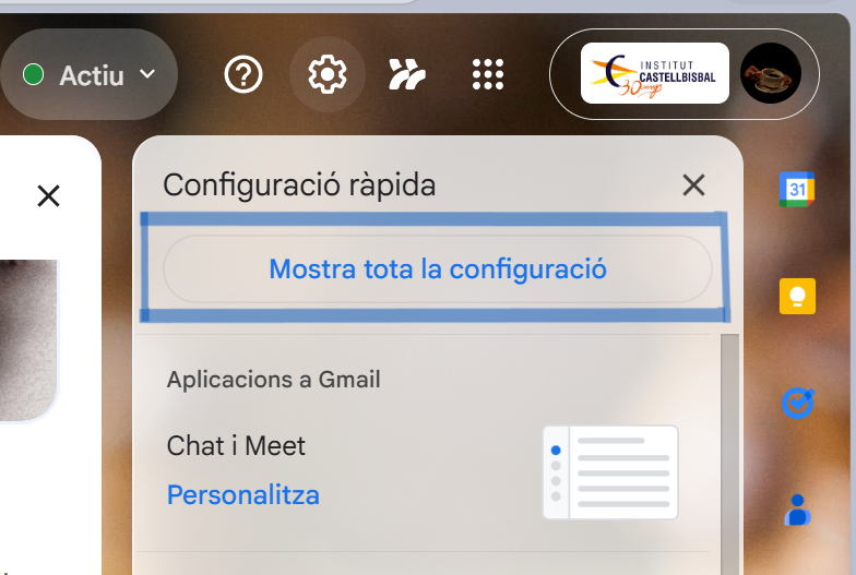 See all settings panel