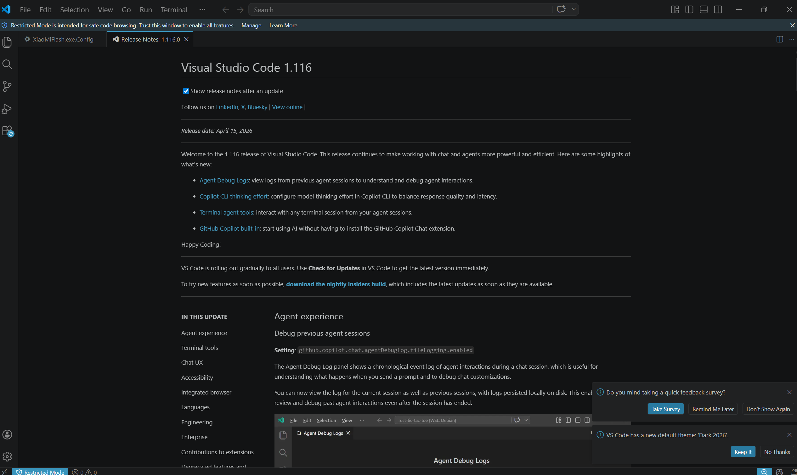 Benvinguda VS Code tema