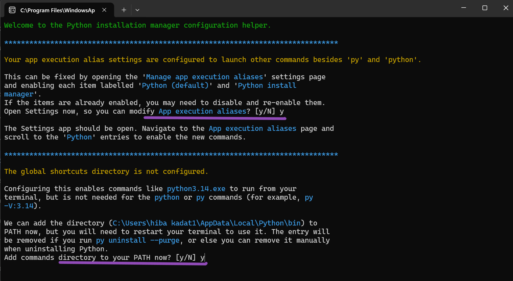 Instal·lador Python opcions