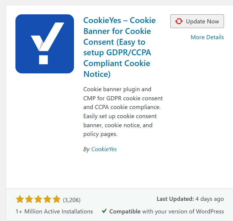 Banner de consentiment CookieYes