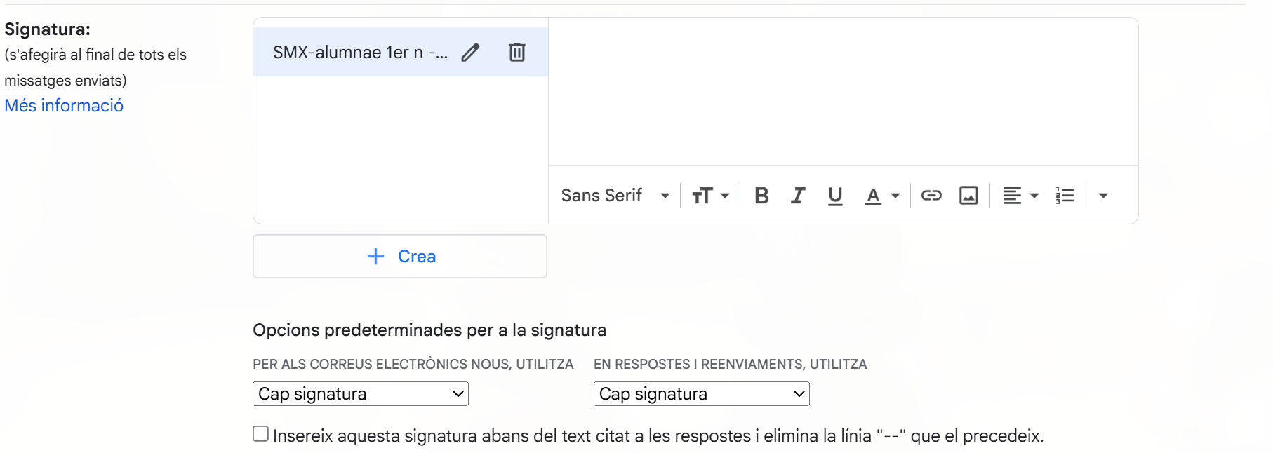 Implementació codi signatura Gmail