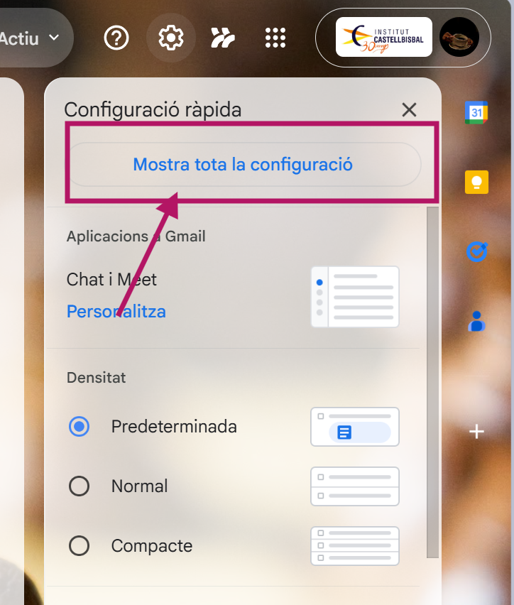 Gmail settings gear icon