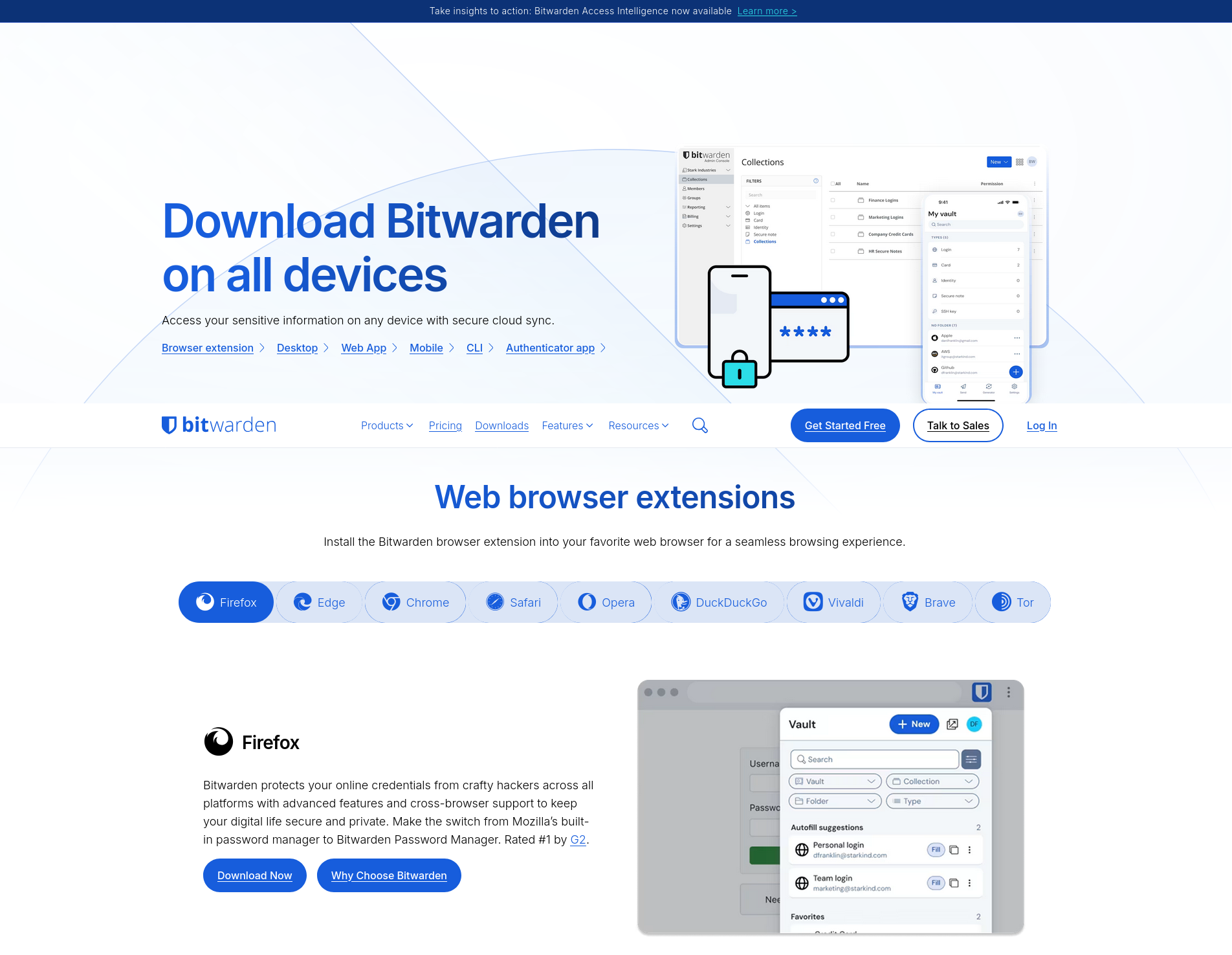 Portal de descàrregues de Bitwarden