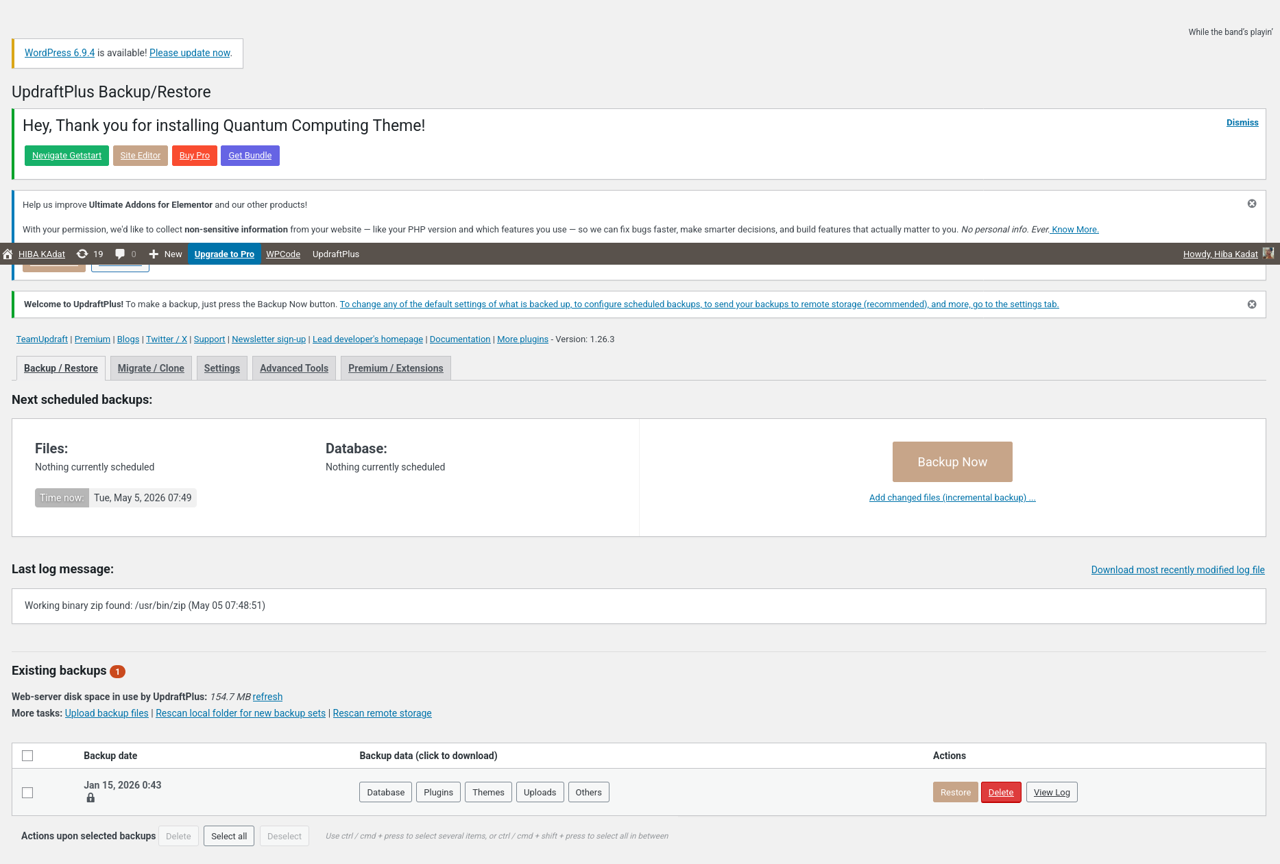 Configuració de freqüència UpdraftPlus