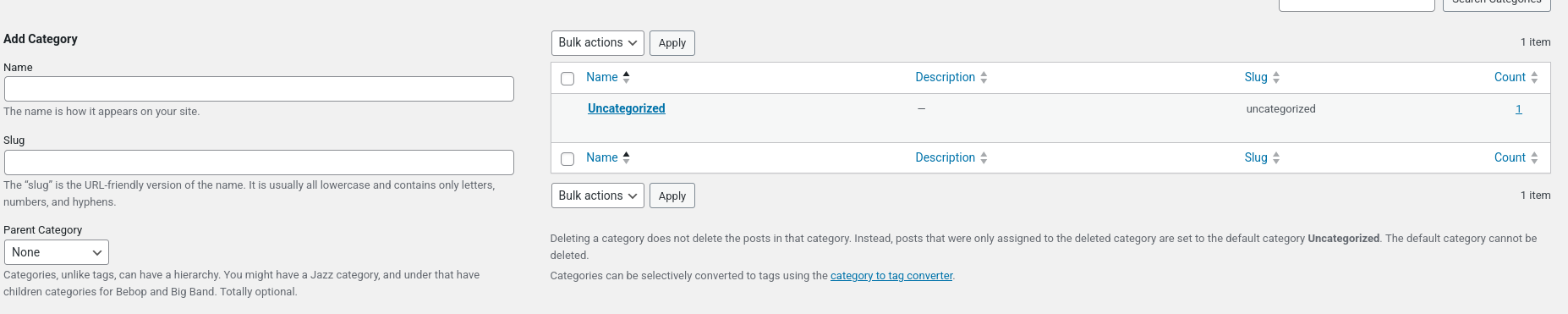 Panell de Categories a WordPress