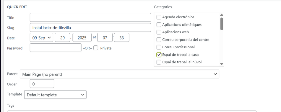 Visualització d'etiquetes i categories al front-end