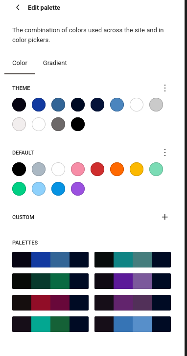 Paleta de colors a l'editor WordPress - vista 2
