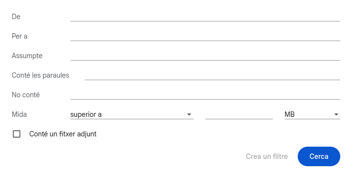 Filter actions selection