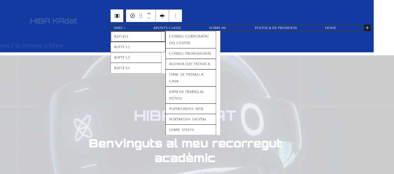 Pas 3 — Creació del submenú 1r SMX amb els 6 reptes