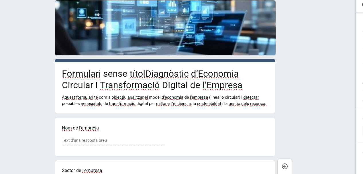 Creació inicial del formulari Google Forms