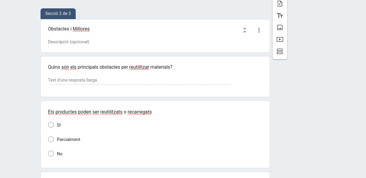 Seccions del formulari organitzades
