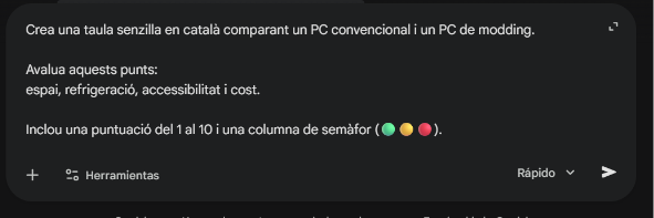 Taula comparativa