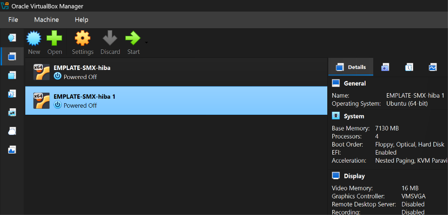 Nova VM importada