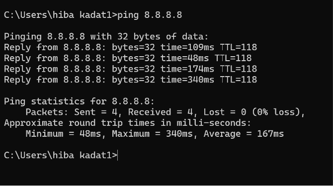 Ping correcte
