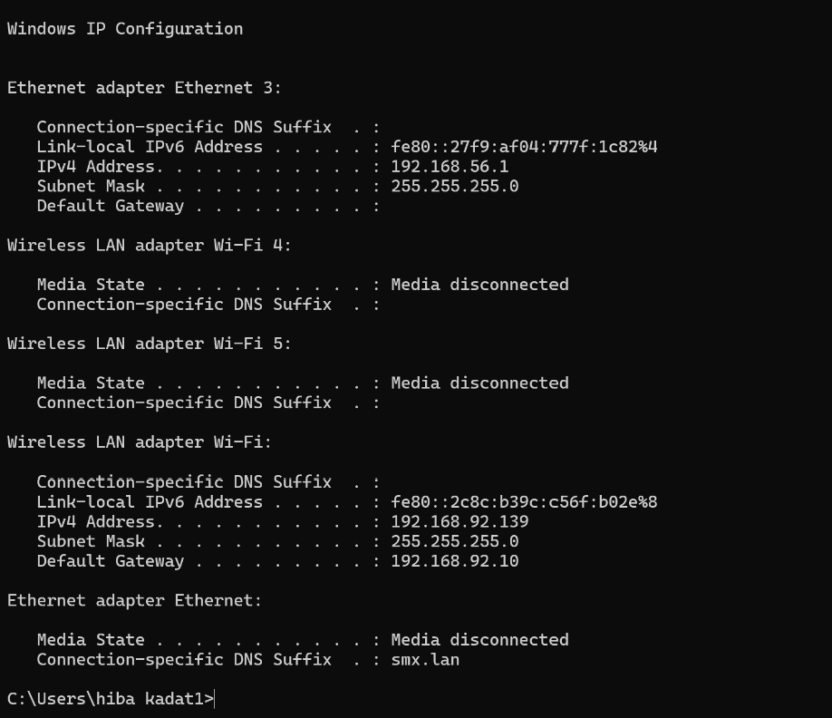 ipconfig