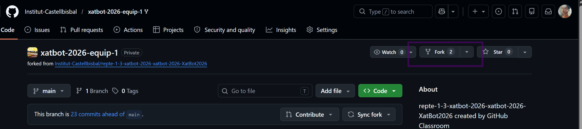 Fork del repositori a GitHub