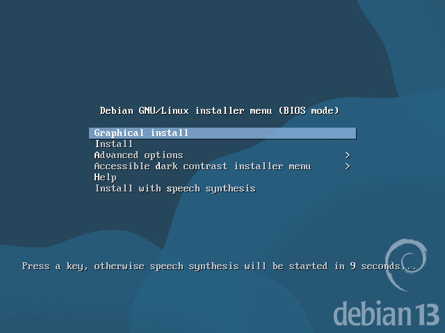 Inici instal·lació Debian