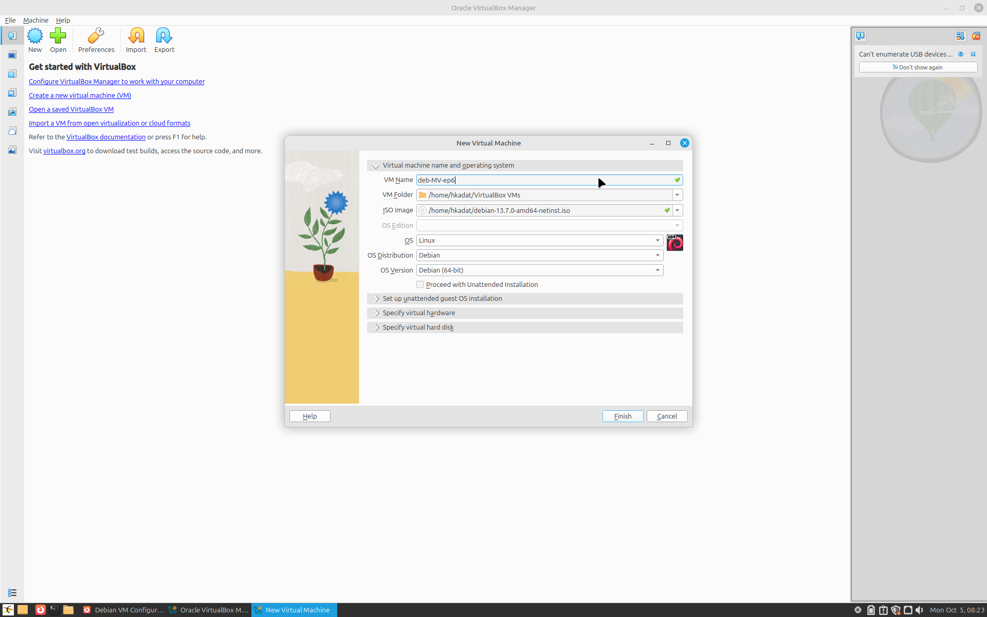 Creació màquina virtual VirtualBox