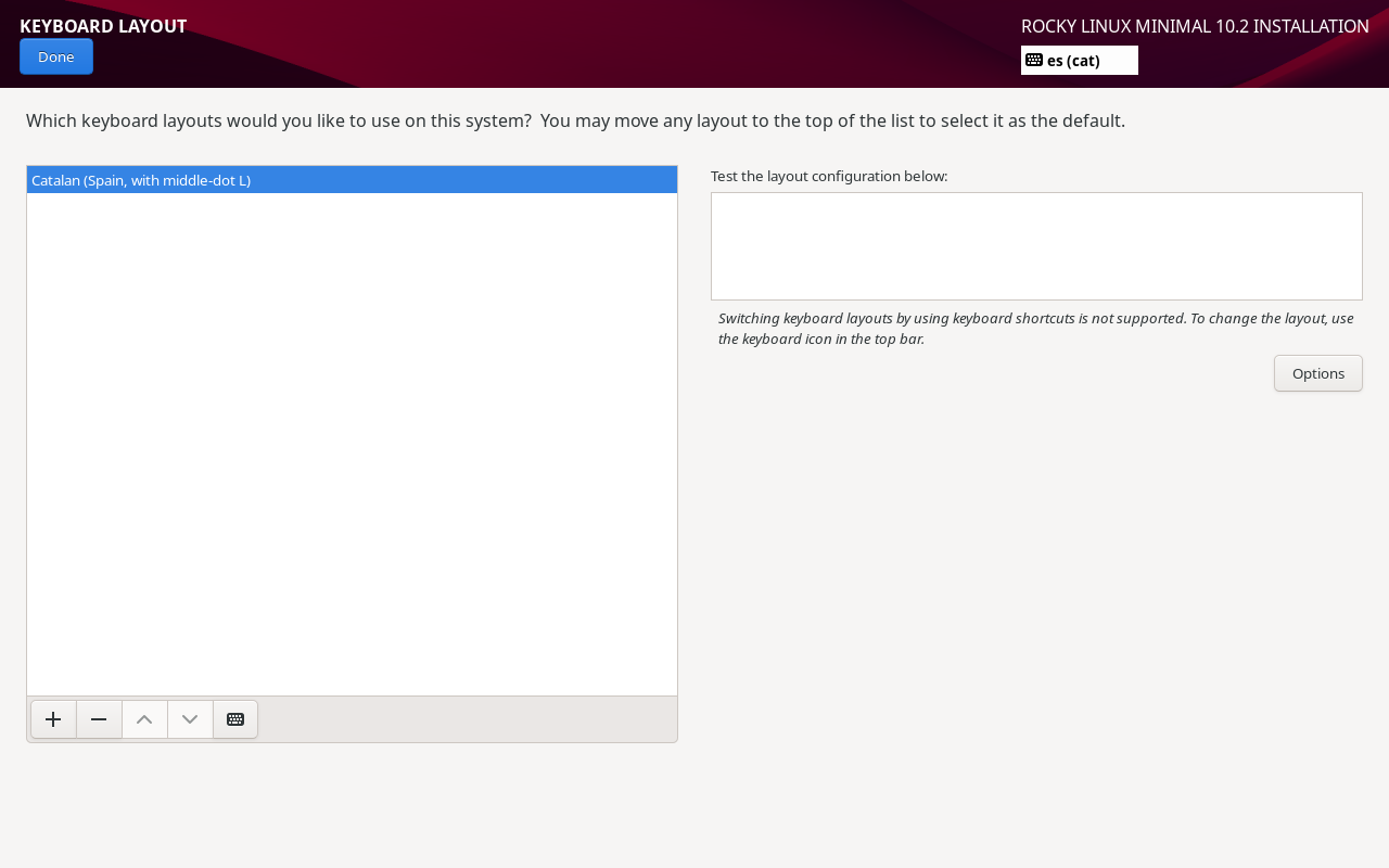 Configuració teclat Rocky Linux